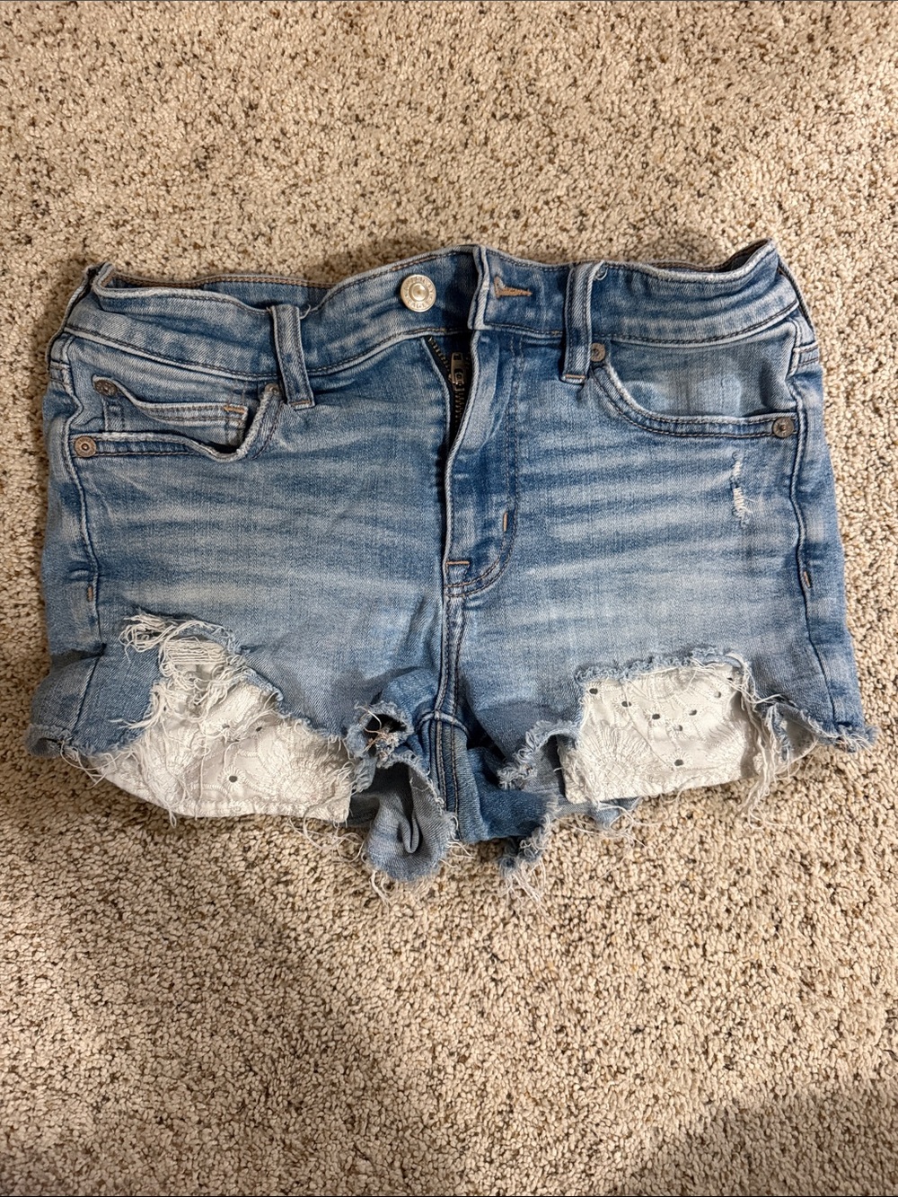 American Eagle Outfitters Light Blue Distressed Denim Cutoff Shorts